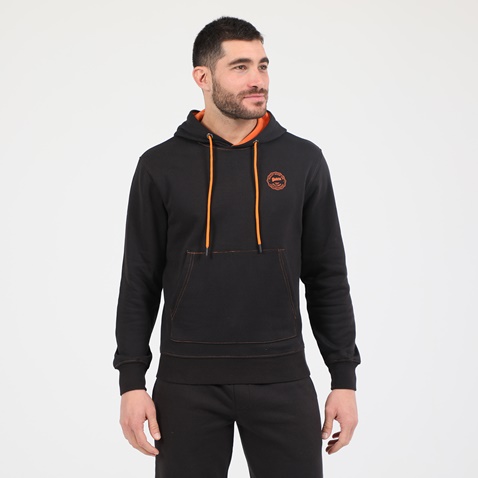 BATTERY-Ανδρική φούτερ μπλούζα BATTERY HOODIES BTR MAN μαύρη πορτοκαλί