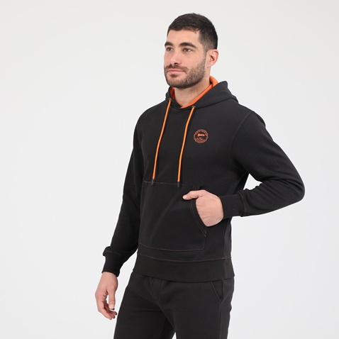 BATTERY-Ανδρική φούτερ μπλούζα BATTERY HOODIES BTR MAN μαύρη πορτοκαλί