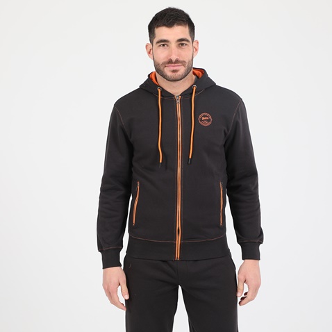 BATTERY-Ανδρική φούτερ ζακέτα BATTERY HOODIES FULL ZIP BTR μαύρη πορτοκαλί