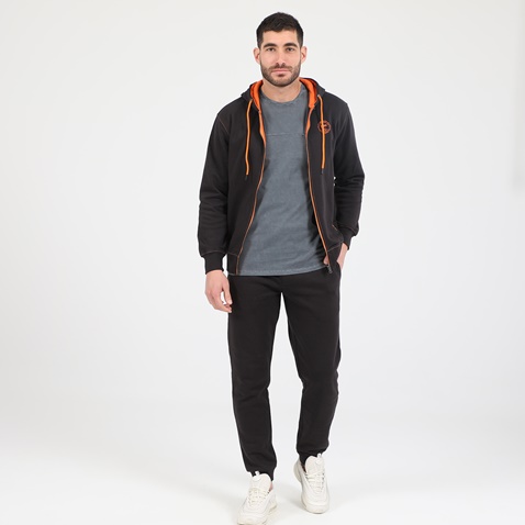 BATTERY-Ανδρική φούτερ ζακέτα BATTERY HOODIES FULL ZIP BTR μαύρη πορτοκαλί