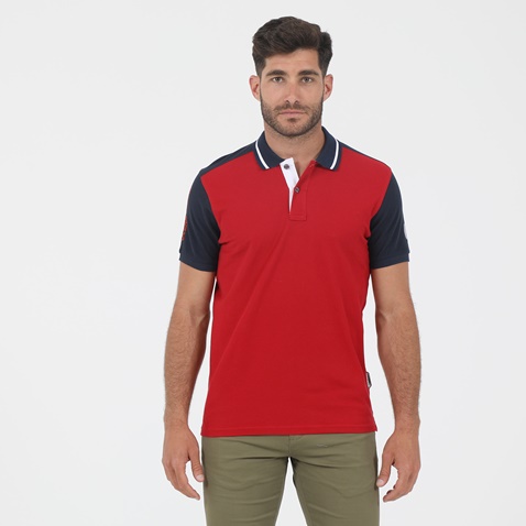 OCEAN SHARK-Ανδρική polo μπλούζα OCEAN SHARK 1010054201 POLO PIQUE κόκκινη μπλε