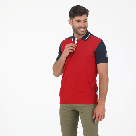 OCEAN SHARK-Ανδρική polo μπλούζα OCEAN SHARK 1010054201 POLO PIQUE κόκκινη μπλε