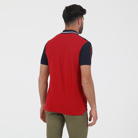 OCEAN SHARK-Ανδρική polo μπλούζα OCEAN SHARK 1010054201 POLO PIQUE κόκκινη μπλε