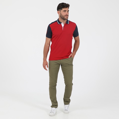 OCEAN SHARK-Ανδρική polo μπλούζα OCEAN SHARK 1010054201 POLO PIQUE κόκκινη μπλε