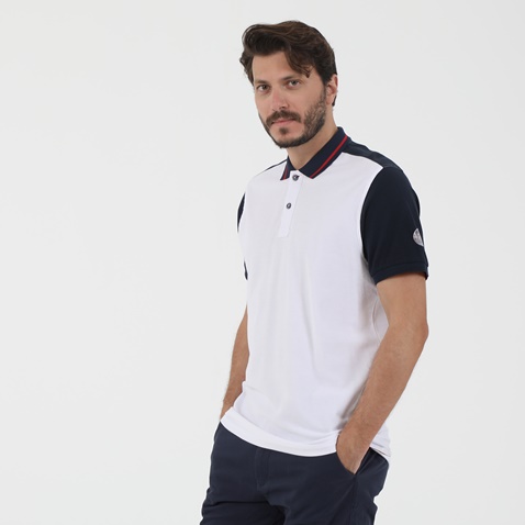 OCEAN SHARK-Ανδρική κοντομάνικη polo μπλούζα OCEAN SHARK POLO PIQUE λευκή μπλε