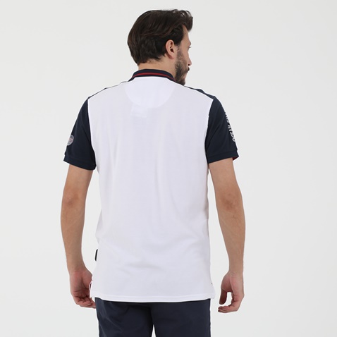 OCEAN SHARK-Ανδρική κοντομάνικη polo μπλούζα OCEAN SHARK POLO PIQUE λευκή μπλε