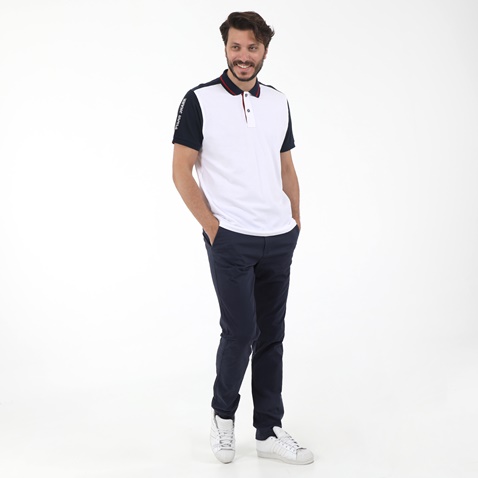 OCEAN SHARK-Ανδρική κοντομάνικη polo μπλούζα OCEAN SHARK POLO PIQUE λευκή μπλε