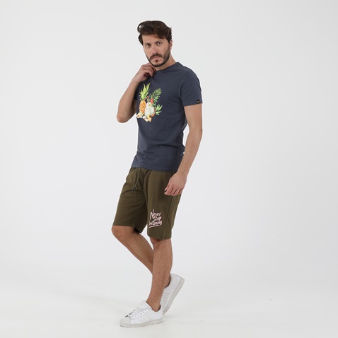 RUN-Ανδρική βερμούδα RUN NEVER STOP χακί