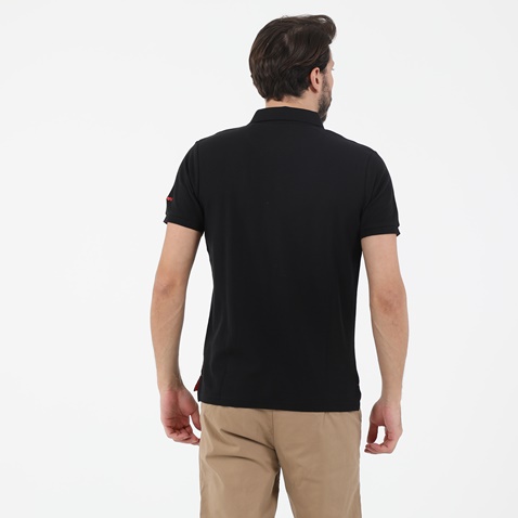 BATTERY-Ανδρική polo μπλούζα BATTERY PIQUE WITH ZIPPER μαύρη