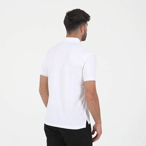 BATTERY-Ανδρική polo μπλούζα BATTERY PIQUE WITH ZIPPER λευκή