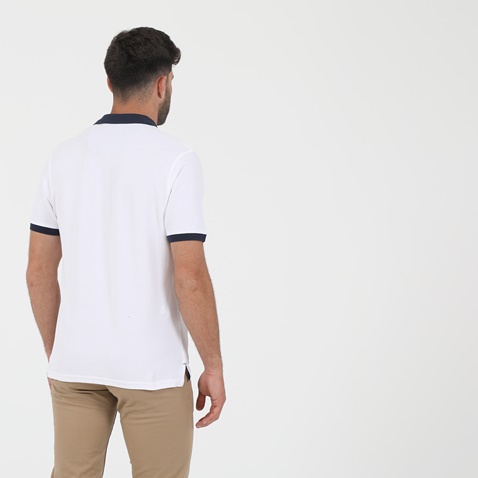 OCEAN SHARK-Ανδρική κοντομάνικη polo μπλούζα OCEAN SHARK POLO PIQUE CLASSIC COLLAR λευκή μπλε