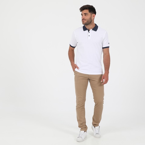 OCEAN SHARK-Ανδρική κοντομάνικη polo μπλούζα OCEAN SHARK POLO PIQUE CLASSIC COLLAR λευκή μπλε