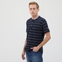 OCEAN SHARK-Ανδρική polo μπλούζα OCEAN SHARK POLO PIQUE MAO COLLAR ριγέ μπλε λευκή