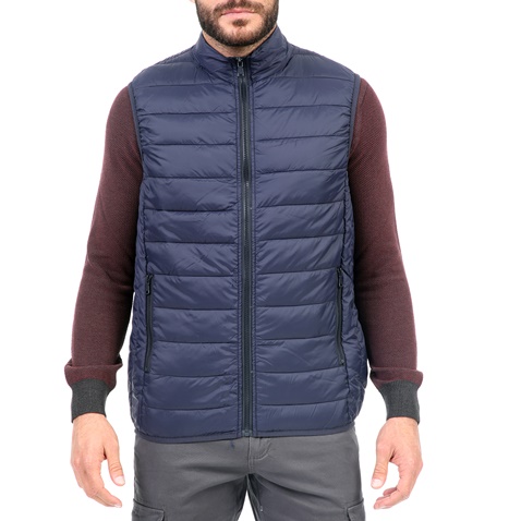 RUN-Ανδρικό αμάνικο padded μπουφάν RUN 15L3002202 ναυτικό μπλε