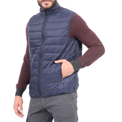 RUN-Ανδρικό αμάνικο padded μπουφάν RUN 15L3002202 ναυτικό μπλε