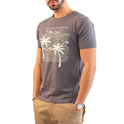 BATTERY-Ανδρικό t-shirt BATTERY FLAMA γκρι