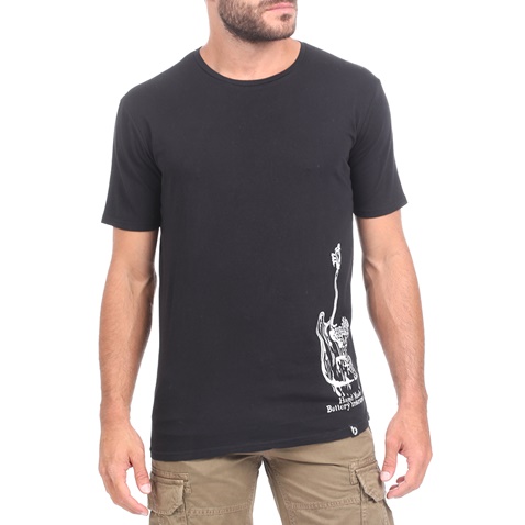 BATTERY-Ανδρικό t-shirt BATTERY WASHED μαύρο