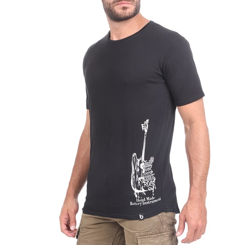 BATTERY-Ανδρικό t-shirt BATTERY WASHED μαύρο