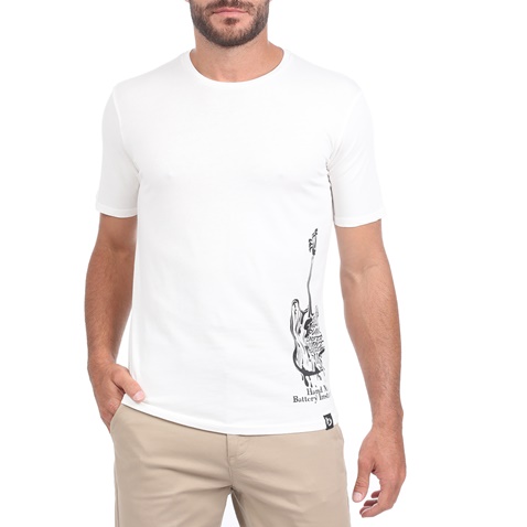 BATTERY-Ανδρικό t-shirt BATTERY WASHED λευκό