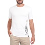 BATTERY-Ανδρικό t-shirt BATTERY WASHED λευκό