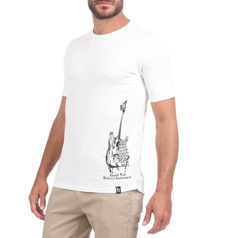 BATTERY-Ανδρικό t-shirt BATTERY WASHED λευκό