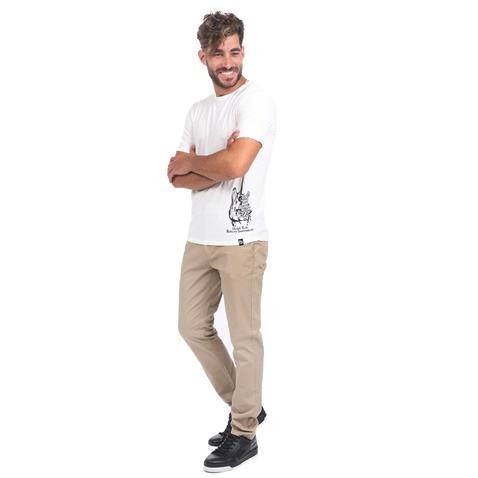 BATTERY-Ανδρικό t-shirt BATTERY WASHED λευκό
