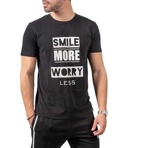 BATTERY-Ανδρικό t-shirt BATTERY PEACH μαύρο