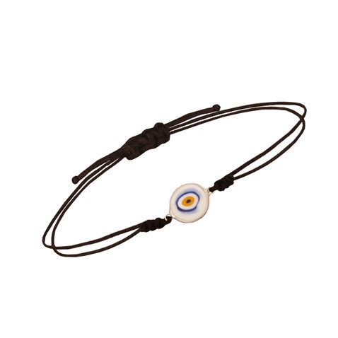 JEWELTUDE-Γυναικείο βραχιόλι JEWELTUDE 2923 κορδόνι ασημένιο μάτι