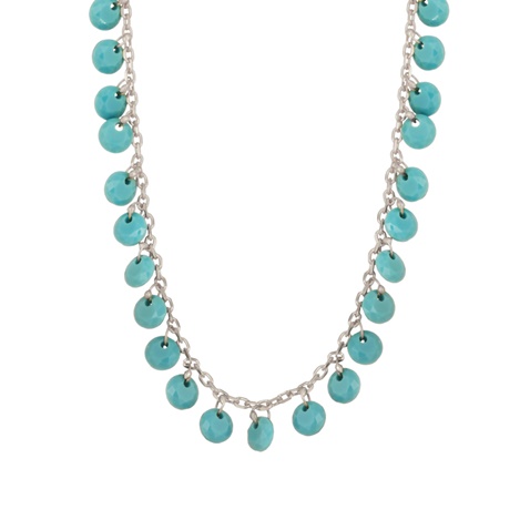 JEWELTUDE-Γυναικείο ασημένιο κοντό κολιέ JEWELTUDE 15728 τιρκουάζ