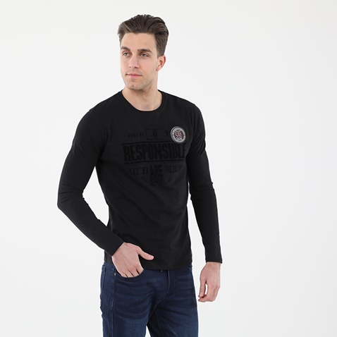 FRANK TAILOR-Ανδρική μπλούζα FRANK TAILOR 221-66-0001 μαύρη