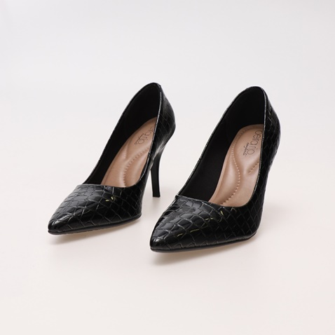 BEIRA RIO-Γυναικείες γόβες BEIRA RIO 4219-1880-514 μαύρο snakeskin