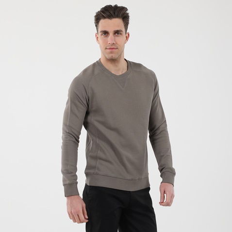 DIRTY LAUNDRY-Ανδρική φούτερ μπλούζα DIRTY LAUNDRY DLMC0621F COLLEGE CREW καφέ ποντικί