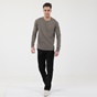 DIRTY LAUNDRY-Ανδρική φούτερ μπλούζα DIRTY LAUNDRY DLMC0621F COLLEGE CREW καφέ ποντικί