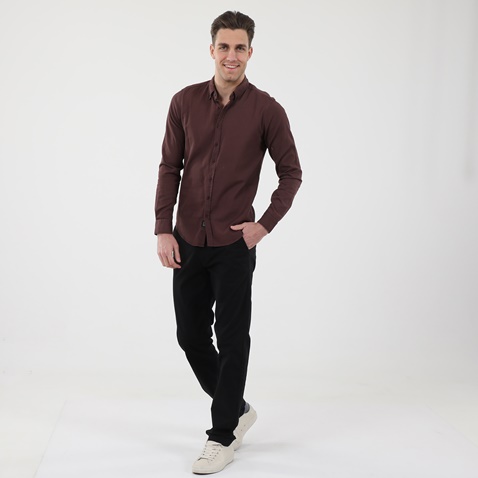 DIRTY LAUNDRY-Ανδρικό πουκάμισο DIRTY LAUNDRY DLMS0521F REGULAR DOBBY μοβ