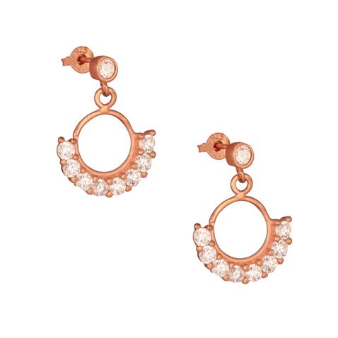 JEWELTUDE-Γυναικεία ασημένια σκουλαρίκια JEWELTUDE 14037 ροζ επιχρυσωμένα