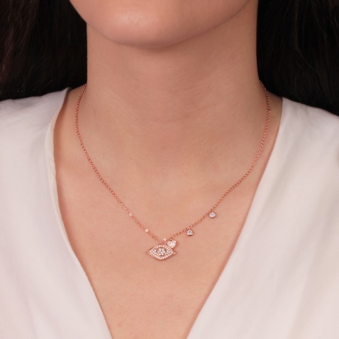 JEWELTUDE-Γυναικείο ασημένιο κοντό κολιέ JEWELTUDE 15803 ροζ επιχρύσωση