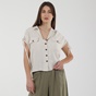 ATTRATTIVO-Γυναικείο λινό cropped πουκάμισο ATTRATTIVO 9914295 εκρού