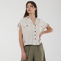 ATTRATTIVO-Γυναικείο λινό cropped πουκάμισο ATTRATTIVO 9914295 εκρού