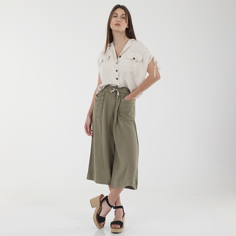ATTRATTIVO-Γυναικείο λινό cropped πουκάμισο ATTRATTIVO 9914295 εκρού