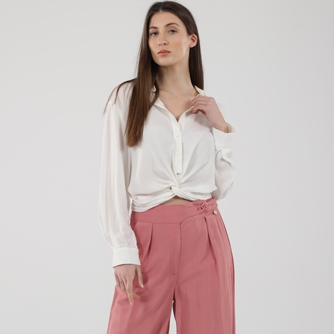 ATTRATTIVO-Γυναικείο cropped πουκάμισο ATTRATTIVO 91372200 λευκό