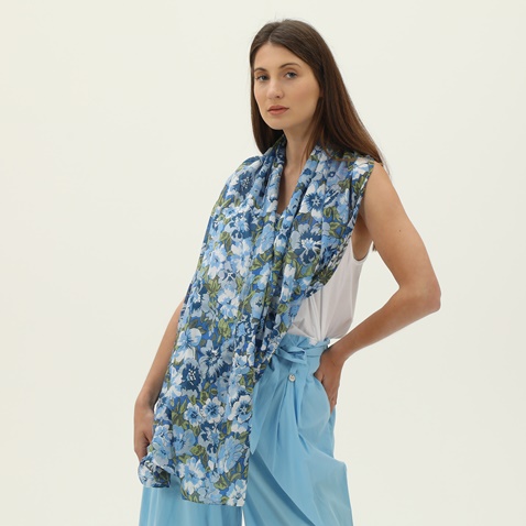 ATTRATTIVO-Γυναικείο φουλάρι ATTRATTIVO 9J20040 μπλε floral