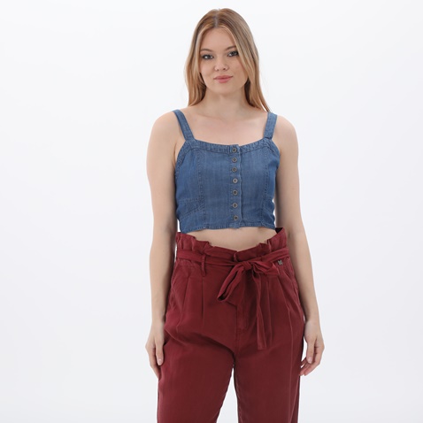ATTRATTIVO-Γυναικείο croppet top ATTRATTIVO 9913593 μπλε denim