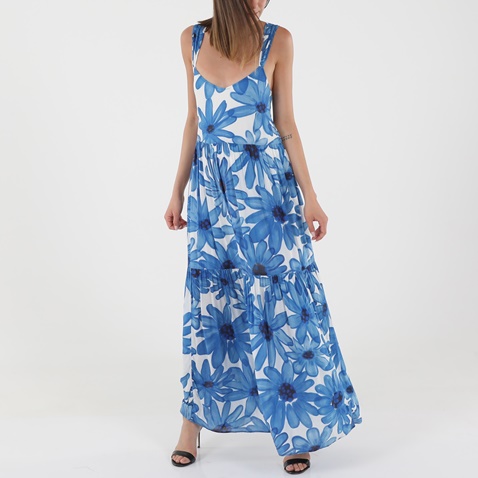 'ALE-Γυναικείο maxi φόρεμα 'ALE 81460865 μπλε λευκό floral