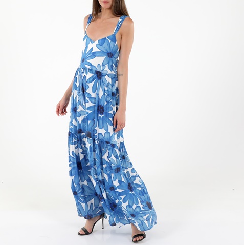 'ALE-Γυναικείο maxi φόρεμα 'ALE 81460865 μπλε λευκό floral