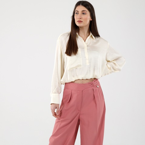 'ALE-Γυναικείο cropped πουκάμισο 'ALE 82148204 κρεμ