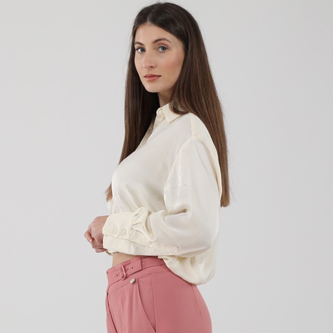 'ALE-Γυναικείο cropped πουκάμισο 'ALE 82148204 κρεμ
