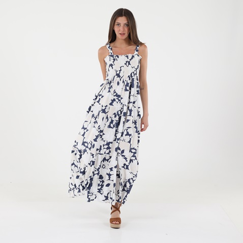 'ALE-Γυναικείο μακρύ φόρεμα 'ALE 8915735 λευκό μπλε floral