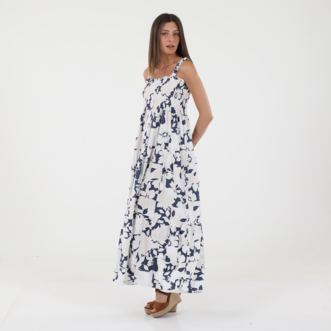 'ALE-Γυναικείο μακρύ φόρεμα 'ALE 8915735 λευκό μπλε floral