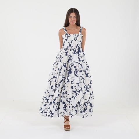 'ALE-Γυναικείο μακρύ φόρεμα 'ALE 8915735 λευκό μπλε floral