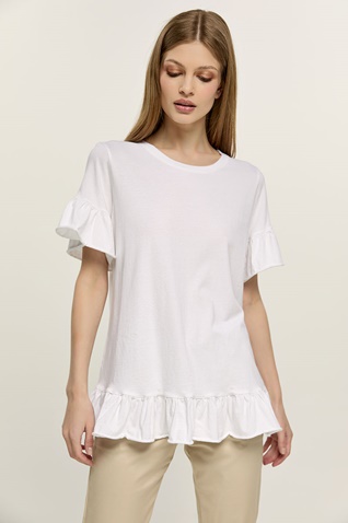 EDWARD JEANS-Γυναικεία μπλούζα EDWARD JEANS WP-N-TOP-S22-013 MARELIA λευκή